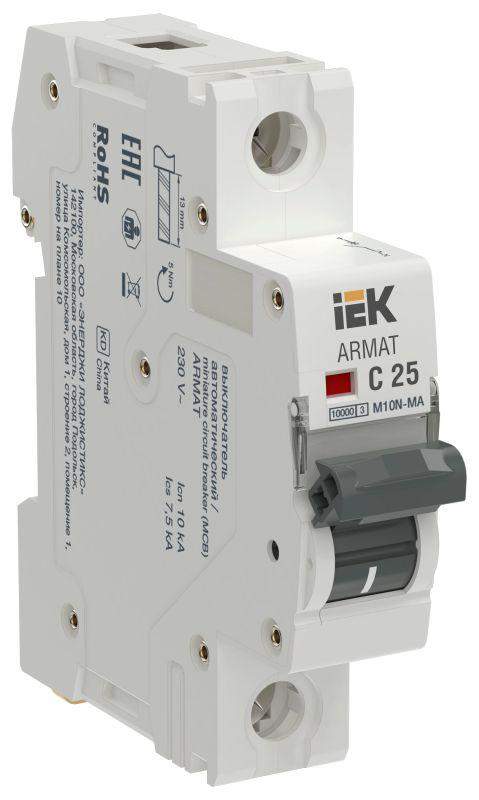 выключатель автоматический модульный 1п c 25а m10n-ma без тепл. расцеп. armat iek ar-m10n-ma-1-c025 от BTSprom.by