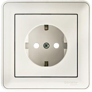 розетка 1-м сп w59 16а ip20 с заземл. защ. шторки в сборе бел. se rs16-152-18 от BTSprom.by