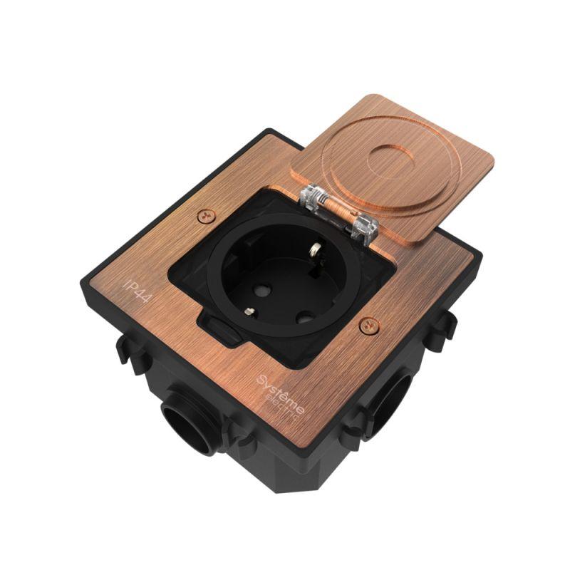 лючок multidesk mdk21 с розеткой 2p+e 16а 250в ip44 с монтажной коробкой для бетонных полов медь se mdk21202cc от BTSprom.by