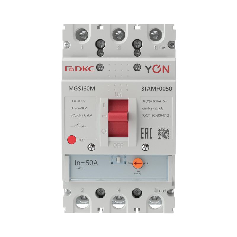  Выключатель автоматический MGS160 3P 40-50A 25kA YON MGS160M-3TAMF0050 фото в каталоге от BTSprom.by
