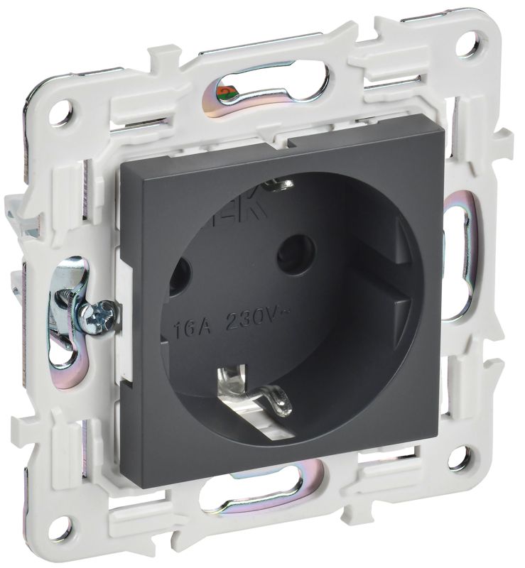 розетка skandy 16а с заземл. защ. шторки безвинт. крепл. sk-r06t титан iek sk-r14-16-1-k48 от BTSprom.by