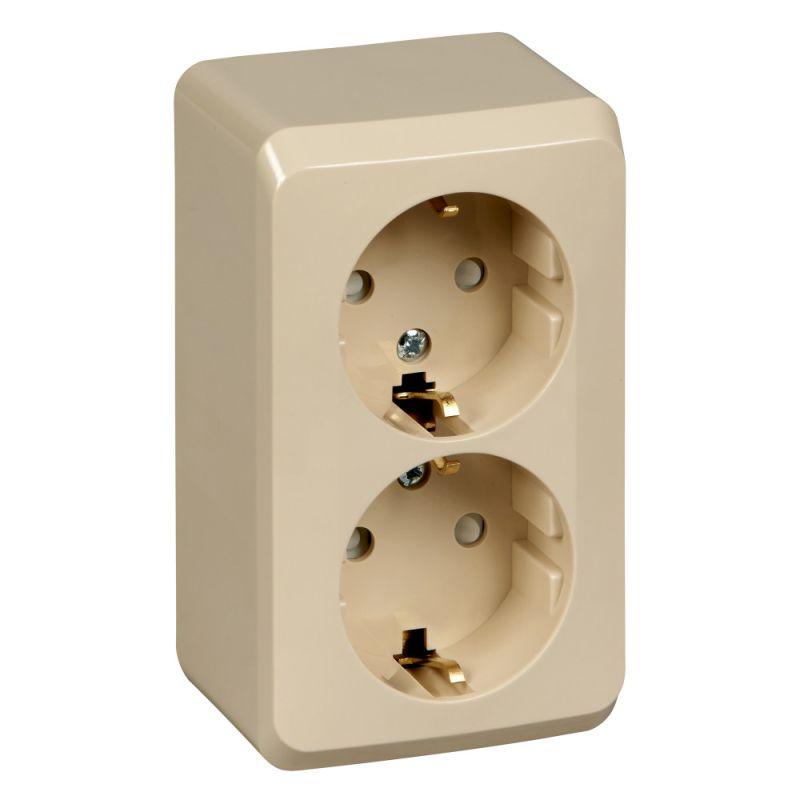розетка 2-м оп этюд 16а ip20 250в с заземл. защ. шторки крем. se pa16-008k от BTSprom.by