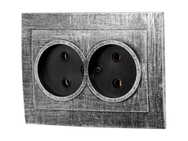 розетка 2-ая (скрытая, б/з) серебро, стандарт, юпитер (rs 16-237 чс) (юпитер) jp7424-04 от BTSprom.by