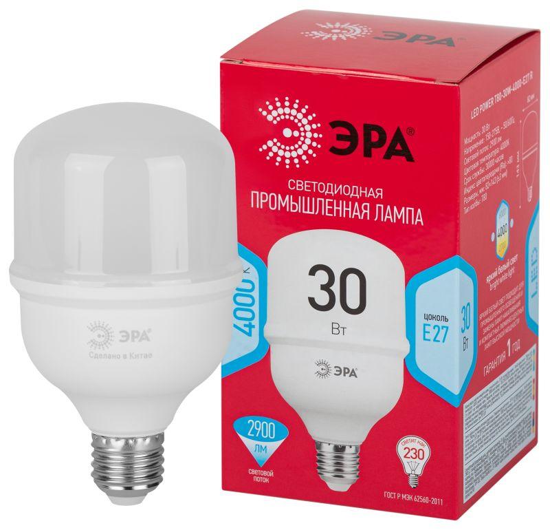 лампа светодиодная высокомощная red line led power t80-30w-4000-e27 r 30вт т80 колокол 4000 к нейтр. бел. e27 2900лм эра б0063849 от BTSprom.by