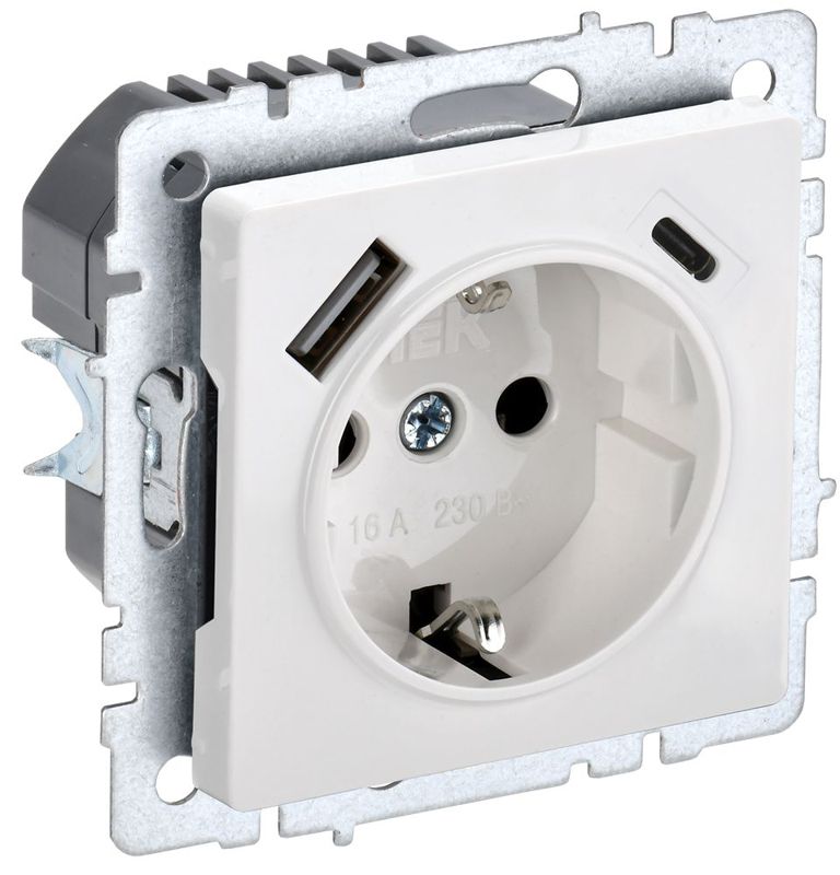 розетка brite рюш11-1-брб 16а с usb a+c 18вт с заземл. защ. шторки механизм бел. iek br-r14-16-u22-018-k01 от BTSprom.by