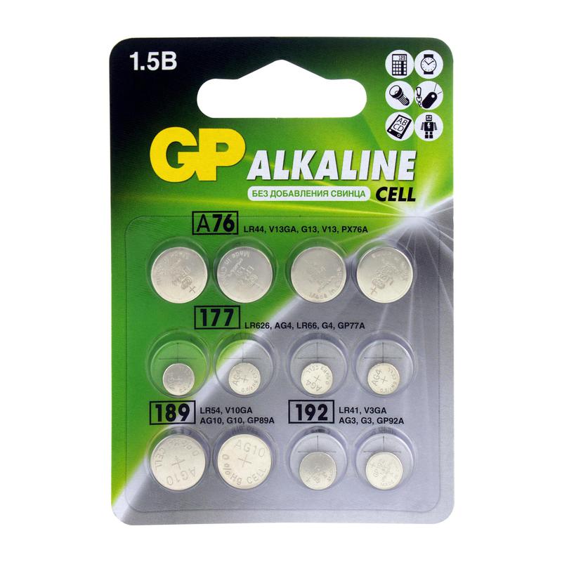  Набор алкалиновых элементов питания LR44 - 4шт; LR66 - 4шт; LR54 - 2шт; LR41 - 2шт ACM02F-2CR12 120/1440 (блист.12шт) GP 13805 фото в каталоге от BTSprom.by