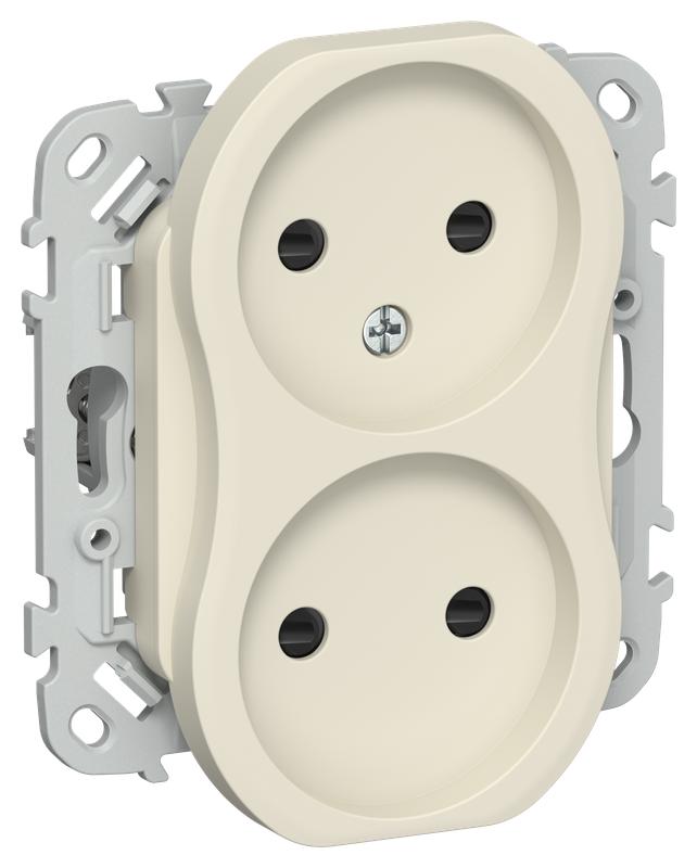 розетка 2-м сп flite рсш02-0-флсл 10а без заземл. с защ. шторками механизм сливочный iek fi-r23-10-k86 от BTSprom.by