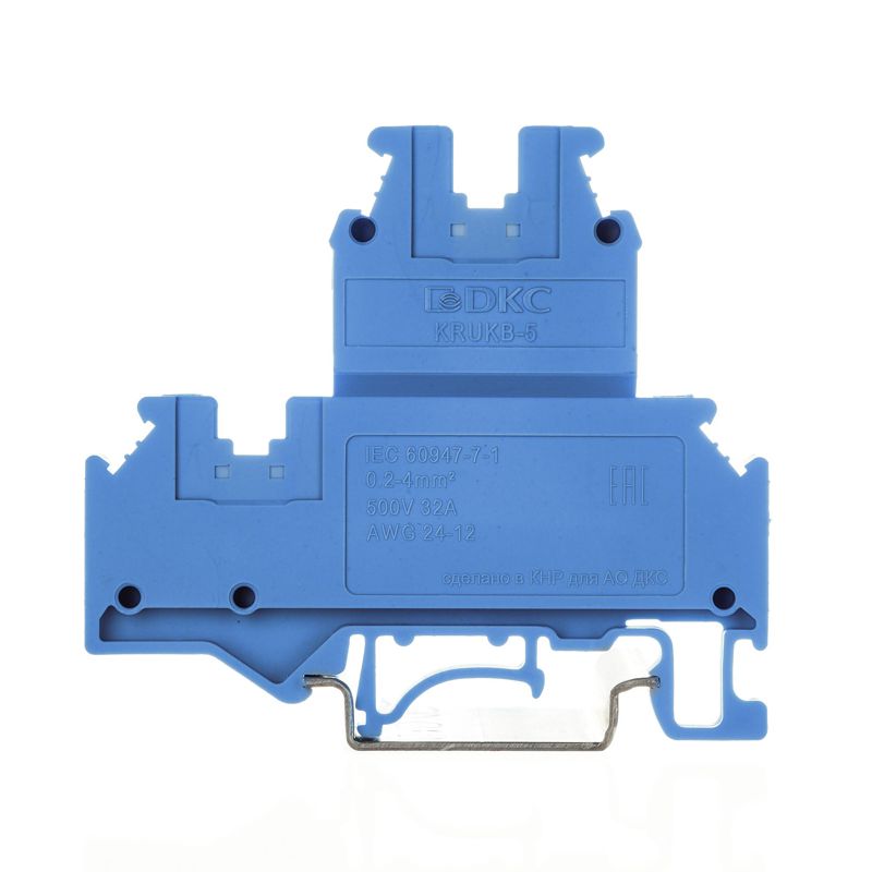  Клемма двухуровневая винтовой зажим 4 точки подключения 4кв.мм син. DKC KRUKB-5-BU фото в каталоге от BTSprom.by