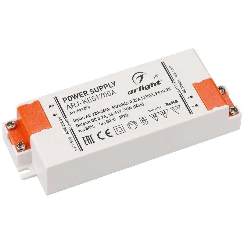 блок питания arj-ke51700a 36вт 700ма pfc ip20 пластик 5 лет arlight 021379 от BTSprom.by