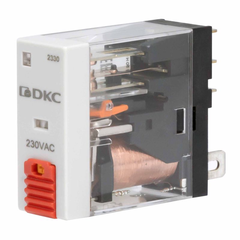 реле миниатюрное промышленное 1co ком. ток 12а agsno2 напряжение 24в ac опция: тест-кнопка+светодиод dkc ir-24ac-1co-d от BTSprom.by