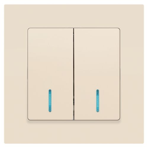  Выключатель 2-кл. СП Accent 6-105-02 10А IP20 250В с подсветкой AL/CU сл. кость Intro Б0063509 фото в каталоге от BTSprom.by