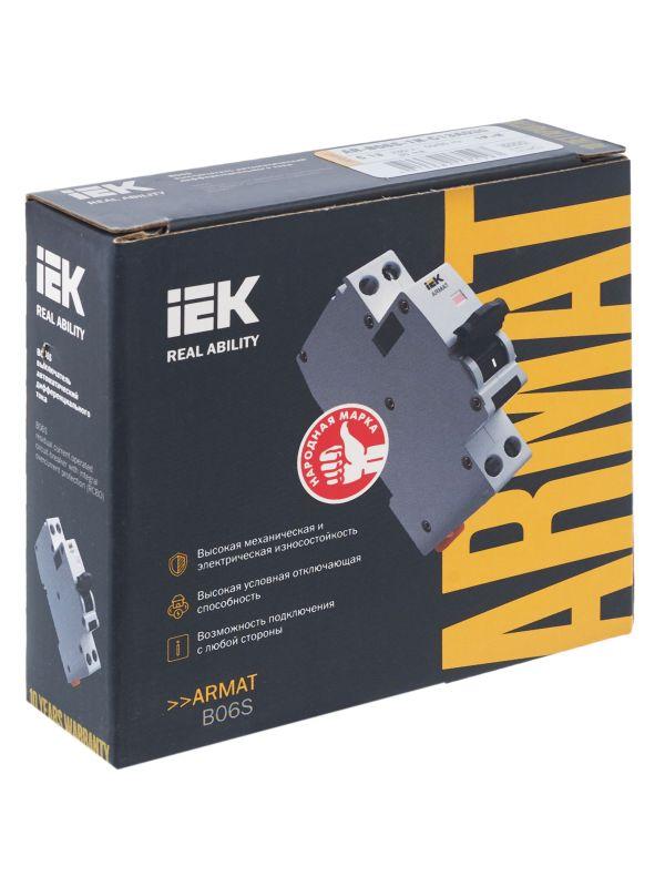  Выключатель автоматический дифференциального тока 2п (1P+N) C 13А 30мА тип A АВДТ B06S 18мм ARMAT IEK AR-B06S-1N-C13A030 фото в каталоге от BTSprom.by