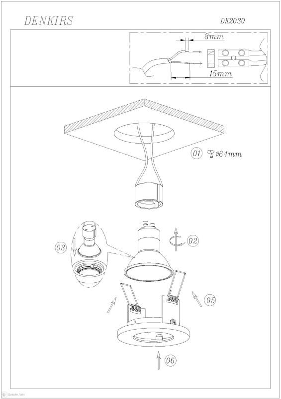  Светильник 50Вт GU10 IP20 встраив. алюм. бел. DENKIRS 457491 фото в каталоге от BTSprom.by