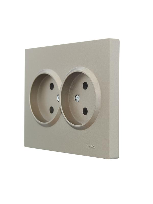  Розетка 2-м СП VESNA без заземл. ПБТ титан LEZARD 742-3700-128B фото в каталоге от BTSprom.by