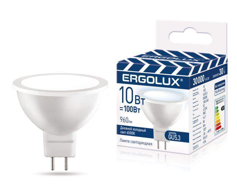 лампа светодиодная led-jcdr-10w-gu5.3-6k jcdr 10вт gu5.3 6500к 180-240в промо ergolux 15563 от BTSprom.by