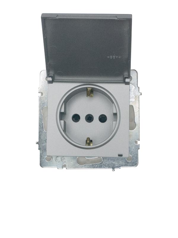 розетка 1-м сп vesna 16а ip44 с заземл. с крышкой пбт механизм платина lezard 742-3588-123bipch от BTSprom.by