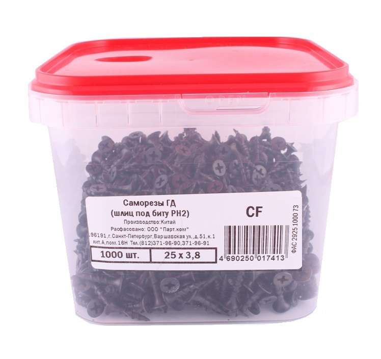  Саморез ГД 3.8х25мм ведро (уп.1000шт) Партнер 30255 фото в каталоге от BTSprom.by