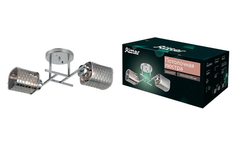 люстра потолочная palermo 400х350х185мм 2хe27 металл хром ritter 52521 9 от BTSprom.by