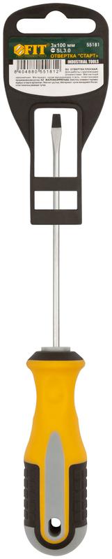  Отвертка "Старт" CrV сталь прорезиненная ручка 3х100мм SL FIT 55181 фото в каталоге от BTSprom.by