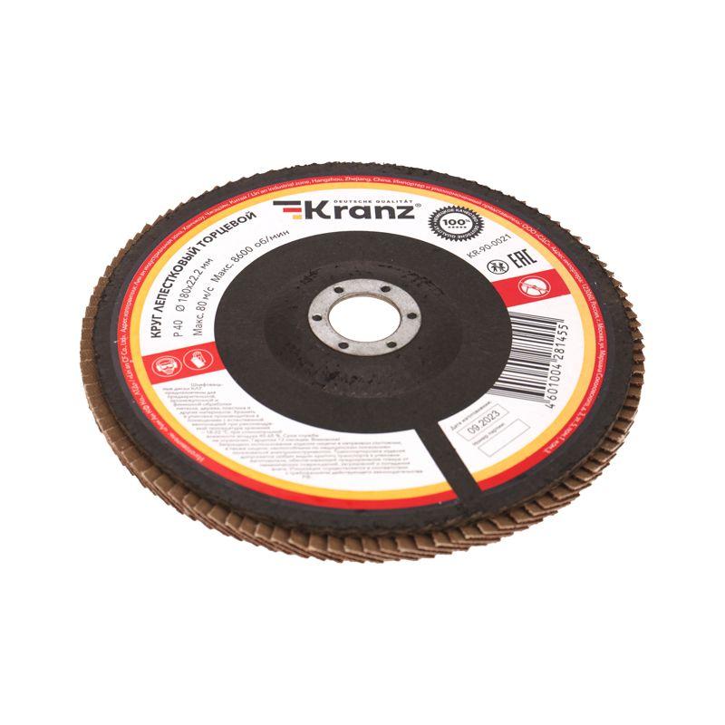  Круг лепестковый торцевой P40 180х22.2мм Kranz KR-90-0021 фото в каталоге от BTSprom.by