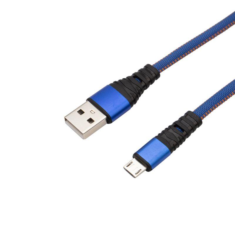  Кабель USB-microUSB 1м плоский провод син. джинсовая оплетка Rexant 18-1163 фото в каталоге от BTSprom.by