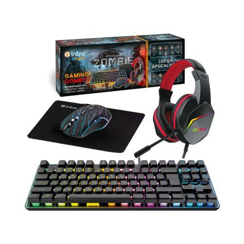 комплект игровой gxz880 (клавиатура и мышь) проводной + гарнитура + коврик черн. intro б0065007 от BTSprom.by