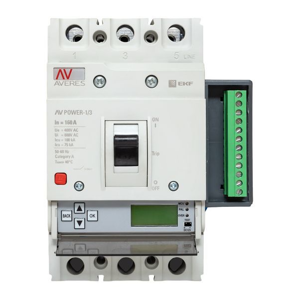  Выключатель автоматический 160А 100кА AV POWER-1/3 ETU6.2 AVERES EKF mccb-13-160H-6.2-av фото в каталоге от BTSprom.by