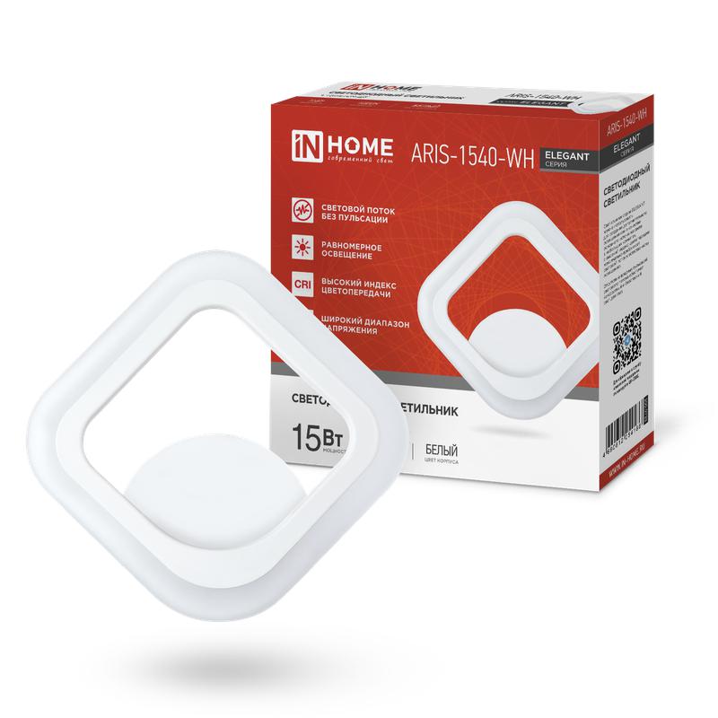 светильник светодиодный elegant aris-1540-wh 15вт 4000к 1200лм 230в бел. in home 4690612054186 от BTSprom.by