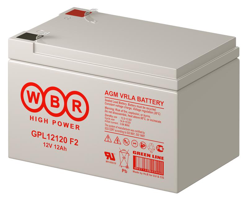 Аккумулятор 12В 12А.ч WBR GPL12120 F2 WBR фото в каталоге от BTSprom.by