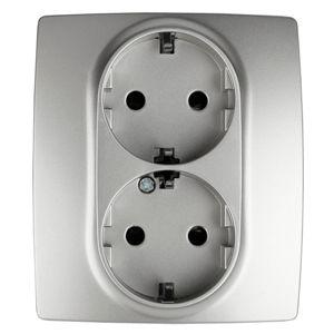 розетка 2-м сп эра12 12-2104-03 16а ip20 16ax 250в 2х2p+e schuko защ. шторки алюм. эра б0014701 от BTSprom.by