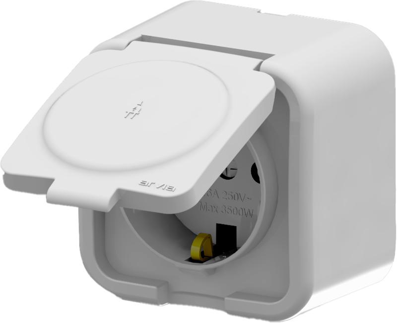 розетка 1-м с заземл. с крышкой ip20 aria бел. arvia 25 01 1000 218 от BTSprom.by