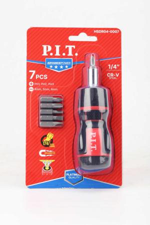 набор бит с рукояткой advance рукоятка с трещоткой; биты 6шт (блист.) (7 предметов) p.i.t. hsdr04-0007 от BTSprom.by