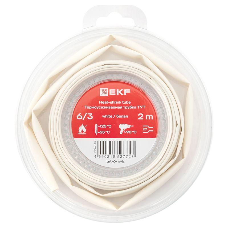 трубка термоусадочная тут нг 6/3 бел. ролик 2 м ekf tut-6-w-b от BTSprom.by