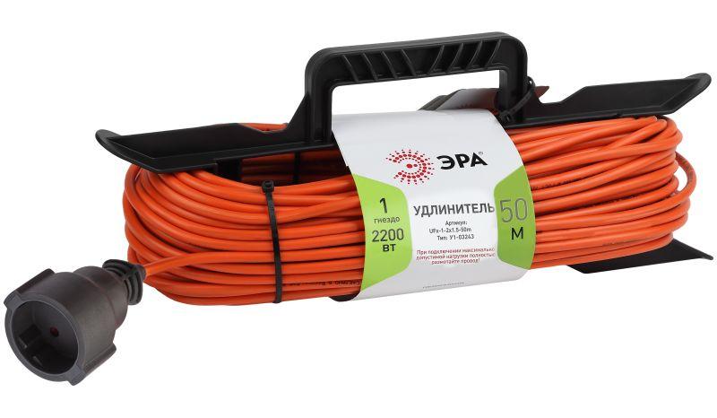 удлинитель-шнур на рамке 1х50м без заземл. 16а ip20 ufx-1-2х1.5-50m пвс 2х1.5 эра б0046823 от BTSprom.by