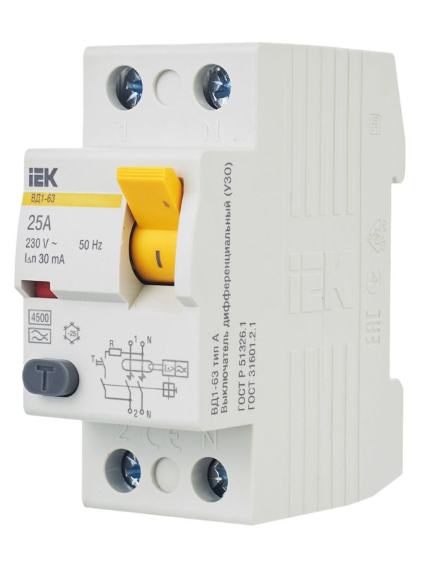  Выключатель дифференциального тока (УЗО) 2п 25А 30мА тип A ВД1-63 KARAT IEK MDV11-2-025-030 фото в каталоге от BTSprom.by