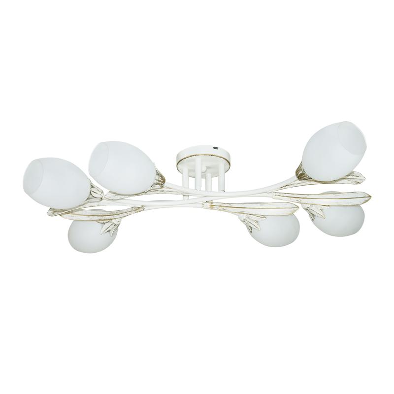 светильник "лилу" 161 (плафон 8825) нпб 01-6х60-128 e14 (им) потолочн. бел./зол. элетех 1005405455 от BTSprom.by