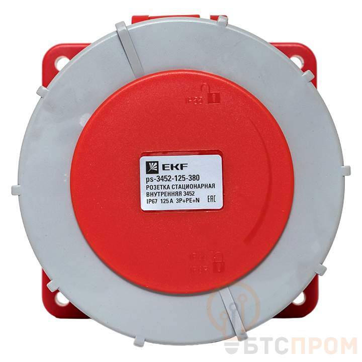  Розетка стационарная внутренняя 3452 3Р+РЕ+N 125А 380В IP67 PROxima EKF ps-3452-125-380 фото в каталоге от BTSprom.by