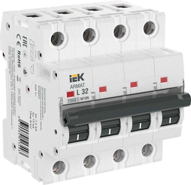 выключатель автоматический модульный 4п l 32а m10n armat iek ar-m10n-4-l032 от BTSprom.by