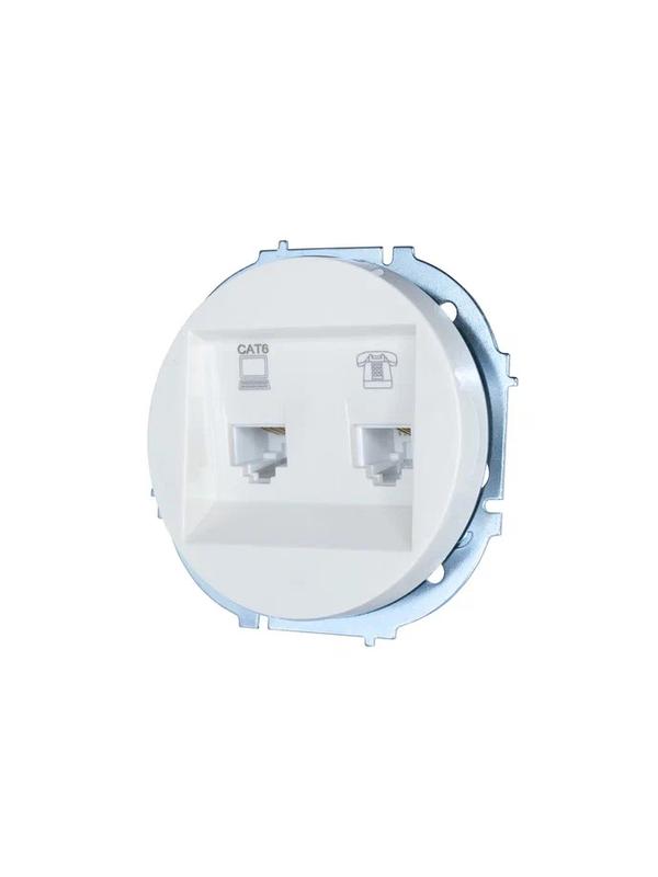  Розетка компьютерная + телефонная OSEN RJ45 кат.6 + RJ11 с модулем бел. LEZARD 743-0288-144 фото в каталоге от BTSprom.by