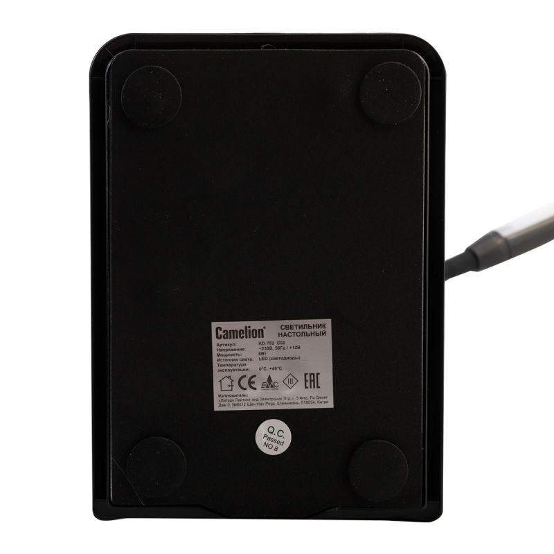 Светильник светодиодный настольный KD-792 C02 6Вт 4000К 230В сенсор. вкл. 4 уровня яркости черн. Camelion 12489 фото в каталоге от BTSprom.by  Светильник светодиодный настольный KD-792 C02 6Вт 4000К 230В сенсор. вкл. 4 уровня яркости черн. Camelion 12489 фото в каталоге от BTSprom.by