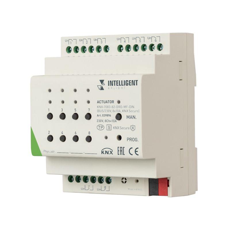 актуатор knx-7083-82-dro-mf-din (bus/230в 8х10а knx secure) ip20 пластик intelligent arlight 039896 от BTSprom.by