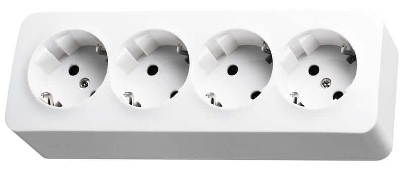 розетка 4-м оп 16а ip20 с заземл. защ. шторки бел. jasmart fs5508w от BTSprom.by