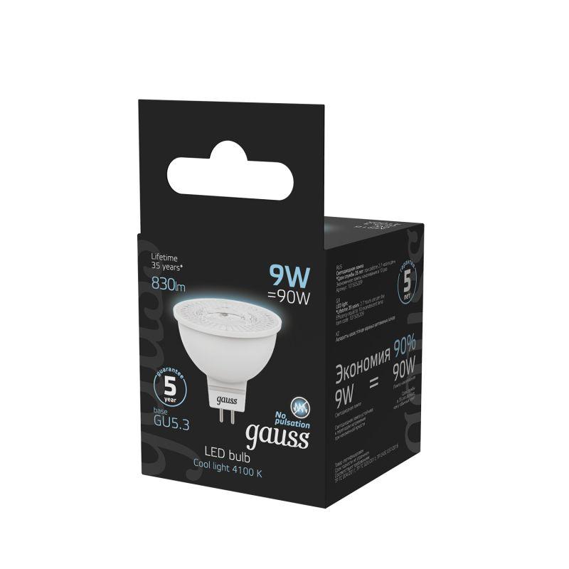 Лампа светодиодная Black 9Вт MR16 софит 4100К нейтр. бел. GU5.3 830лм GAUSS 101505209 фото в каталоге от BTSprom.by