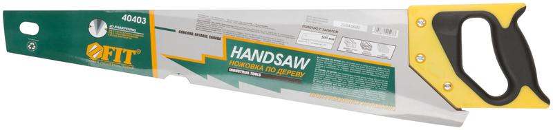  Ножовка по дереву крупный каленвй зуб 3 ТPI с запилом 7 ТPI 2D заточка пласт.прорезинен.ручка 500мм FIT 40403 фото в каталоге от BTSprom.by