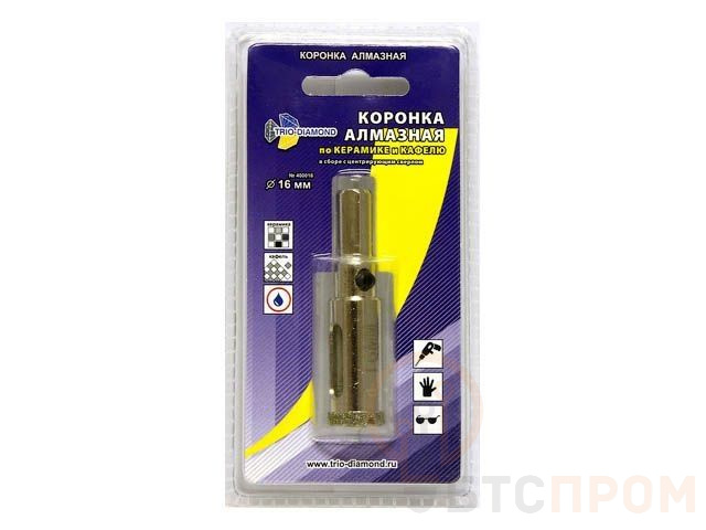Коронка алмазная  d 16 мм по керамике и кафелю TRIO-DIAMOND 400016 фото в каталоге от BTSprom.by  Коронка алмазная  d 16 мм по керамике и кафелю TRIO-DIAMOND 400016 фото в каталоге от BTSprom.by