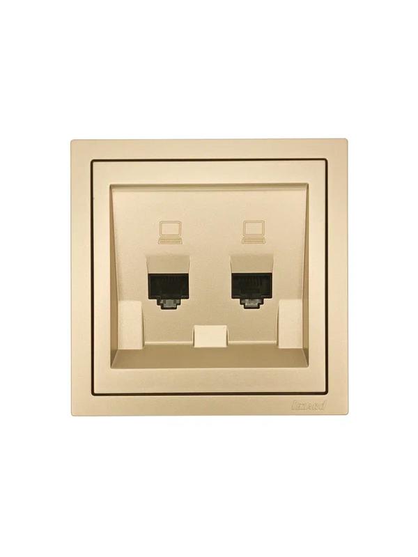  Розетка 2-мест. компьютерная СП ZIMA IP20 зол. LEZARD 704-3688-141 фото в каталоге от BTSprom.by