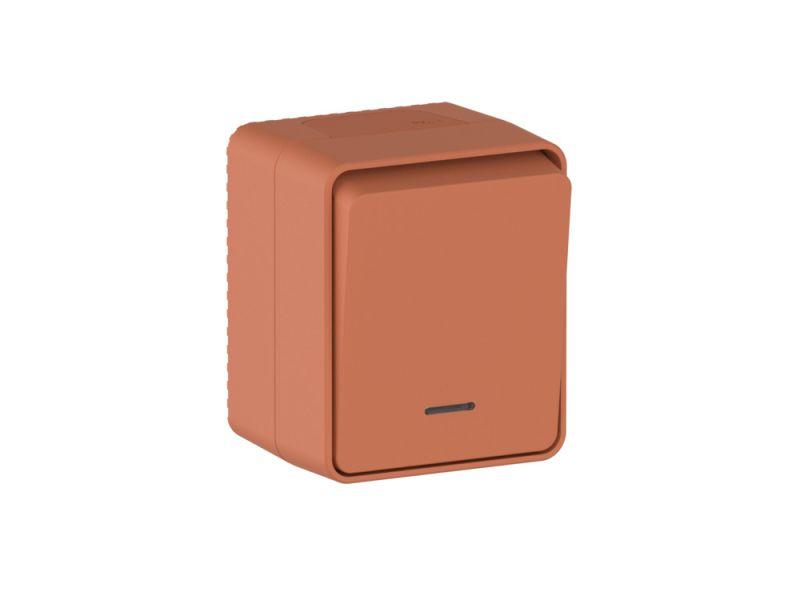  Выключатель 1-кл. ОП AtlasDesign PROFI IP54 10AX с подсветкой терракот. SE ATN547013 фото в каталоге от BTSprom.by