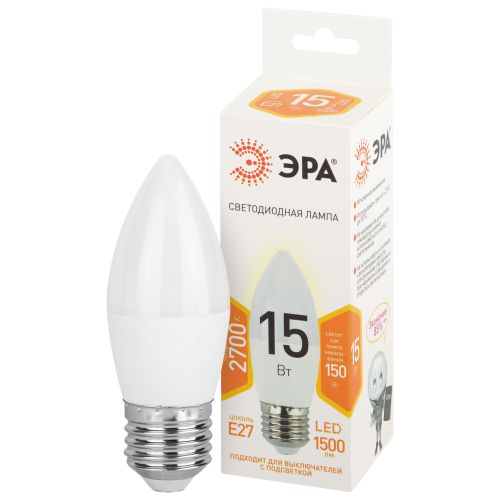 лампа светодиодная std led b35-15w-827-e27 15т свеча 2700к тепл. бел. свет e27 170-265в эра б0066809 от BTSprom.by