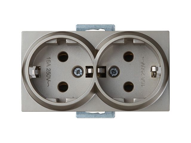 розетка 2-ая (скрытая, с/з) титан, rita, mutlusan (16 a, 250 v, ip 20) 2200 202 0283 от BTSprom.by