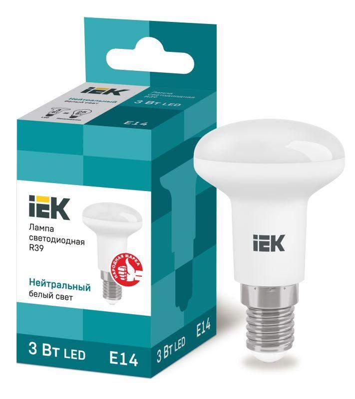 лампа светодиодная 3вт r39 4000к нейтр. бел. e14 270лм 230-240в iek lle-r39-3-230-40-e14 от BTSprom.by